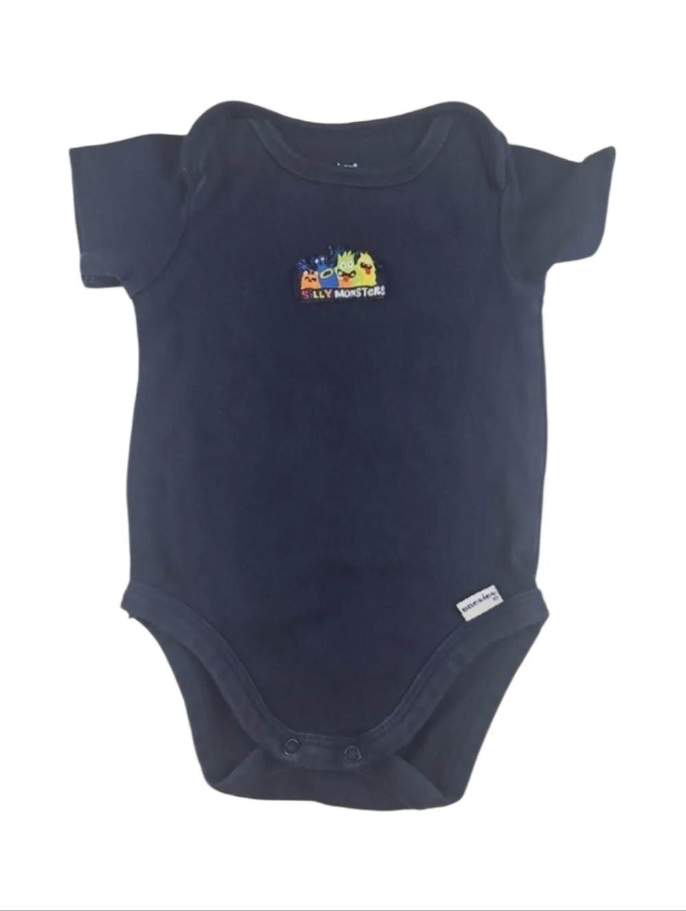 Vintage Newborn Baby Onsie Gerber Silly Monsters Jumpsuit Navy Blue NB